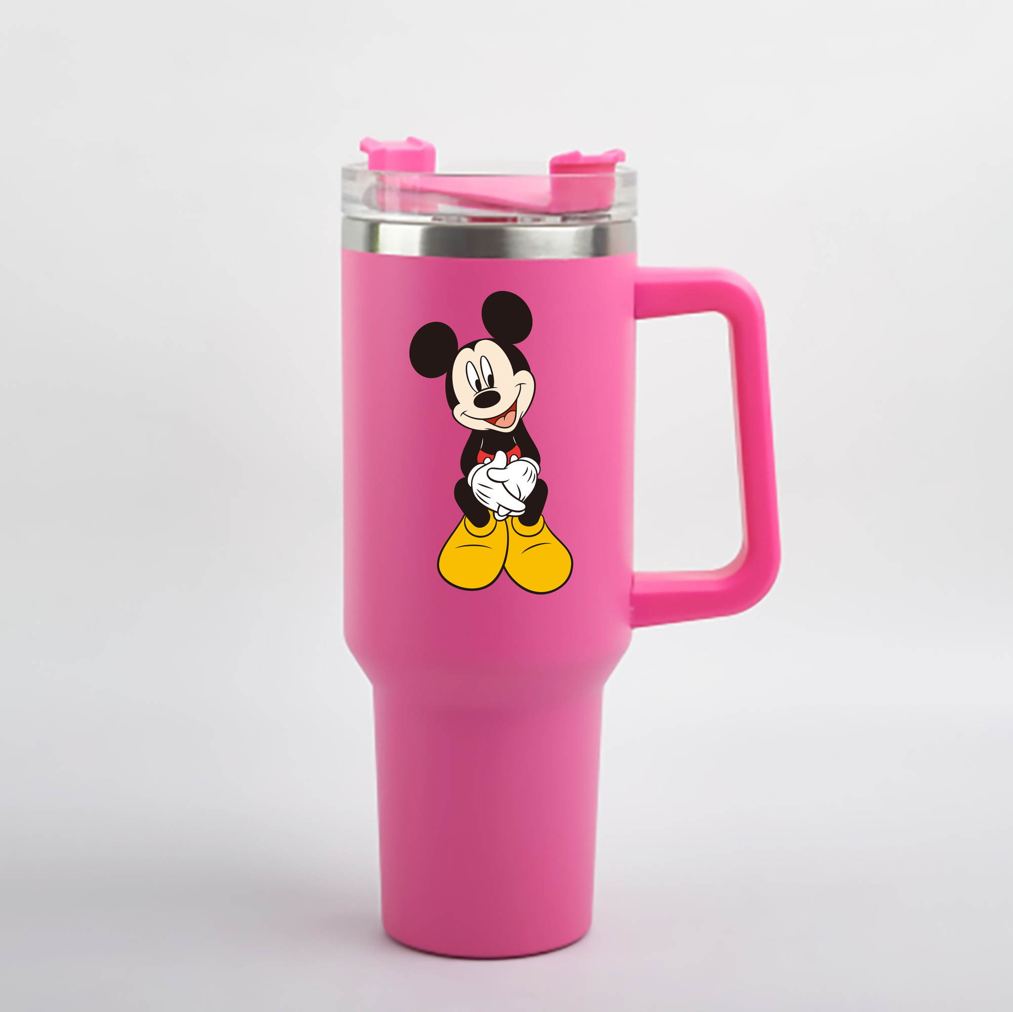 ミッキーマウス Mickey Mouse 1200mL車用タンブラー - クリスタルステッカー（プラスチックストロー付き）